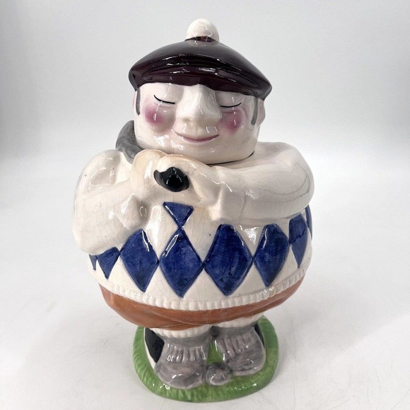 Vintage Unique San Miguel Ceramic Golfer Man Cookie Jar Canister Golf Home Decor - Picture 2 of 12